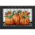 Country Pumpkins Doormat with orange pumpkins, fall leaves on gray background with black decorative border.