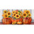 Sunflowers in Pumpkins Mini Mat with orange sunflowers and pumpkins on a red plaid background.