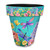 Dragonfly Garden Large Planter, teal pot with colorful dragonflies, flowers, and plants design.