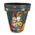 Large Fall Gnomes planter with colorful gnomes, pumpkins, and sunflowers on a dark wood background.