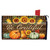 Be Grateful Fall Farmhouse Mailbox Cover with sunflowers and pumpkins on a brown plaid background.