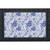 Blue and white floral doormat with intricate design and black border, decorative rectangular welcome mat.