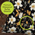 Elegant Flowers Burlap Pillow, waterproof black floral burlap material with white and yellow flowers.