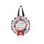 American Wreath Wood Door Hanger with red bow and patriotic design on white background.