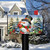 Winter Friends Snowman Oversized Mailbox Cover with colorful snowman and winter scene design on a mailbox.