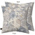 Vintage Patchwork Burlap Pillow, beige background with blue and gold floral hexagonal pattern on both sides.