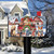 Holiday Cheer Dogs Mailbox Cover with colorful dogs and barn on snowy scene.