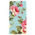 Spring Floral Cotton Hand Towel with pink roses and green leaves on light blue background.