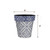 Navy and Tan Damask Small Planter, 8 inches tall and wide, blue and tan damask pattern.