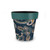 Paisley Small Planter, navy blue with green rim and intricate white, gold, and green paisley design.