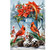 Winter Watering Can Garden Flag with cardinals, poinsettias, pinecones, and snow on a garden flag.