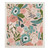 Blue and pink floral Swedish dishcloth with green leaves on a light pink background, beige border.