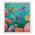 Dragonfly Garden Swedish Dishcloth with colorful dragonflies and flowers on teal background.
