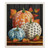 Elegant Pumpkins Swedish Dishcloth with orange, white, and blue pumpkins and floral patterns on wooden surface.