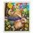 Spring Bunny Basket Swedish Dishcloth with colorful flowers and two bunnies in purple and green basket.