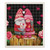 Valentine's Gnomes Swedish Dishcloth with gnomes, hearts, and roses on a tree stump.