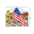 America the Beautiful Acrylic Art Sign, 8.25x10.25 inches, American flag, flowers, and red barn.