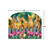 Four brown bunnies peek over wooden fence amidst pink tulips on Garden Bunnies Spring Acrylic Art Sign.