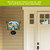 Bluebirds and Daffodils acrylic art sign with house number 567 on exterior wall bracket.