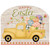 Easter Egg Pickup Acrylic Art Sign with yellow truck and colorful Easter eggs on wooden background.