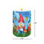 Gnome Sweet Gnome flameless candle with gnomes, butterflies, and mushrooms on a blue background.
