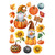 Fall Gnomes Window Clings with pumpkins, sunflowers, and leaves in autumn colors and designs.