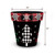 Black Checkered Trees Medium Planter with red and white snowflake rim, 11 inches tall and wide.