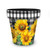 Medium Checkered Sunflowers Decorative Planter with yellow sunflowers and black white checkered trim design.