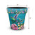 Springtime Hummingbirds Medium Planter, 11 inches tall and wide, vibrant blue, hummingbirds, flowers design.
