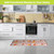 Colorful Flowers Oversized Comfort Mat in kitchen, pink background with multicolored floral pattern on floor.