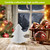 Small white paper Christmas tree decoration, 4.8 x 3 inches, on a wooden table surface.