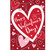 Red Heart Toss House Flag with white and pink hearts and Happy Valentine's Day text.