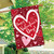 Red Heart Toss House Flag with white and pink hearts, Happy Valentine's Day message.