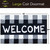 Black and white checkered coir doormat with "WELCOME" text, 30 x 48 inches, coir material.