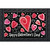 Valentine Heart Dance Doormat with red and pink hearts on a black background with white text.