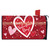 Red Heart Toss Mailbox Cover with white and pink hearts, Happy Valentine's Day text.