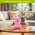 Pink Bunny Honeycomb large magnetic paper decor, 12 x 9 inches, on a wooden table.