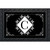 Black and White Monogram C doormat with floral design on black background.
