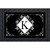 Black and white monogram doormat with decorative floral design and large letter K on white diamond.