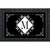 Black and white monogram doormat with M, floral design, and ornate border, rectangular in shape.