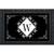 Black and white monogram doormat with large W, floral design, and decorative border.