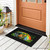 Irish Gnomes Mini Mat on porch with gnomes and rainbow design on black background.
