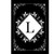 Black and white monogram L design on a double-sided house flag with floral pattern details.