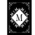 Black and white monogram house flag with M, floral design on double-sided material, rectangular shape.