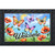 Butterflies and Poppies colorful doormat with welcome text, vibrant butterflies, poppies, and decorative black border.