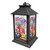 American Flowers Lantern with patriotic floral design, stars, and flags on a distressed black metal base.