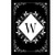 Black and white monogram W design on a double-sided garden flag with floral patterns.