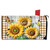 Sunflower Duo Mailbox Cover with yellow sunflowers, butterflies, and brown gingham accents on a wood background.