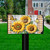 Sunflower Duo Mailbox Cover with yellow sunflowers, butterflies on brown checkered and wood background design.