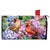 Perched Cardinals Mailbox Cover with vibrant red, brown cardinals on purple, blue hydrangeas and green leaves.